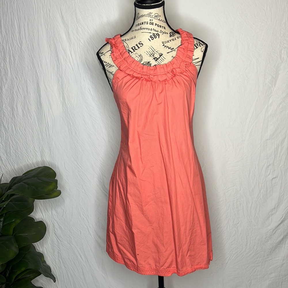 J. Crew Linen Cotton Coral Sleeveless Shift Dress